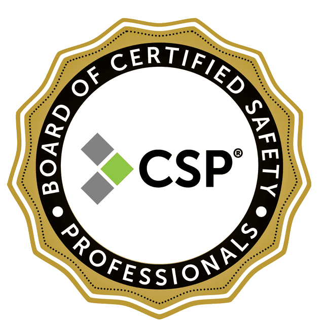Certified Safety Professional CSP from the Board of Certified Safety Professionals.